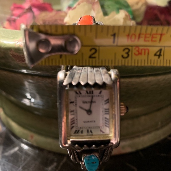 Sterling silver and turquoise watch cuff - Picture 7 of 9